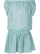 Piamita Geometric Print Playsuit, Women's, Size: L, Blue, Cotton/silk