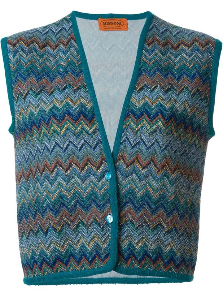 Missoni Vintage Zig Zag Crochet Knit Waistcoat