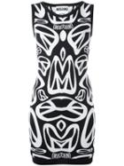 Moschino Peace Sign Knitted Dress, Women's, Size: 40, Black, Virgin Wool