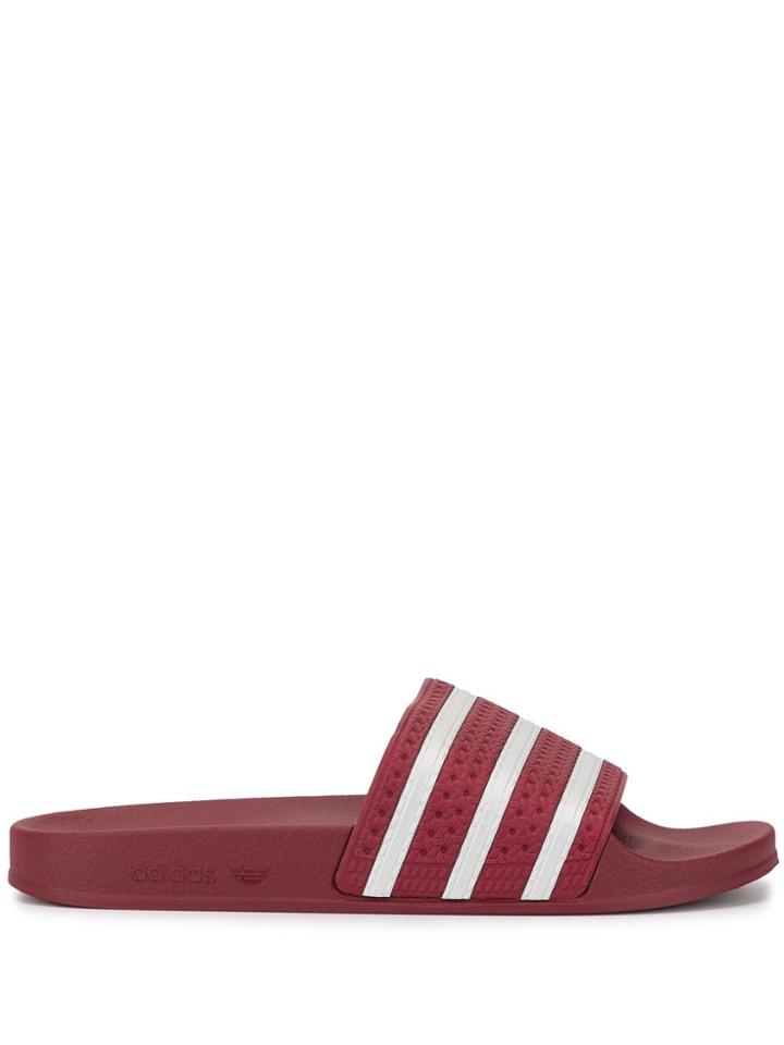 Adidas Adilette Striped Sliders - Red