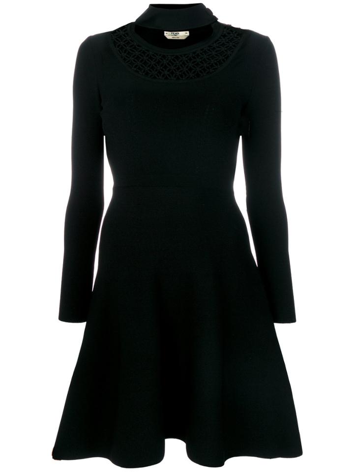 Fendi Flared Fitted Dress - Black