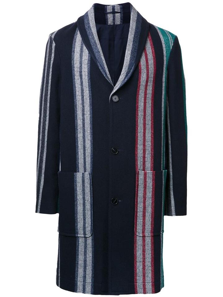 Carven Shawl Lapel Mid Coat, Men's, Size: 44, Blue, Cotton/wool/polyamide