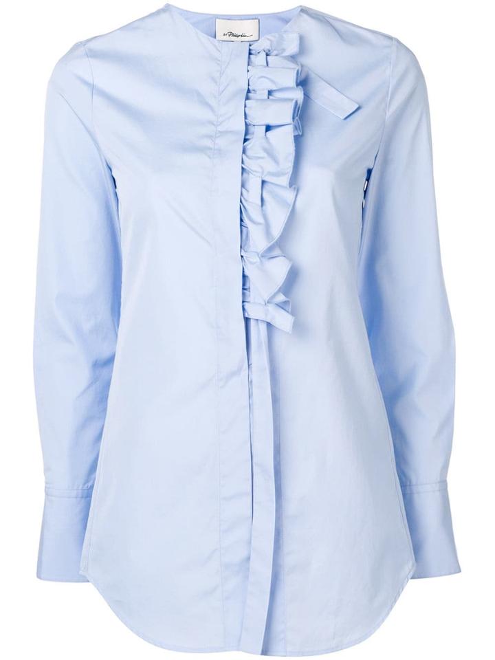 3.1 Phillip Lim Ruffle Placket Collarless Shirt - Blue