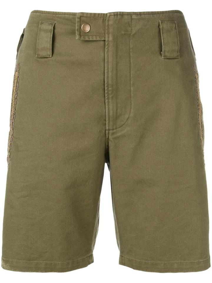 Saint Laurent Embroidered Detail Shorts - Green