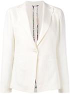 Etro One Button Blazer, Women's, Size: 44, White, Silk