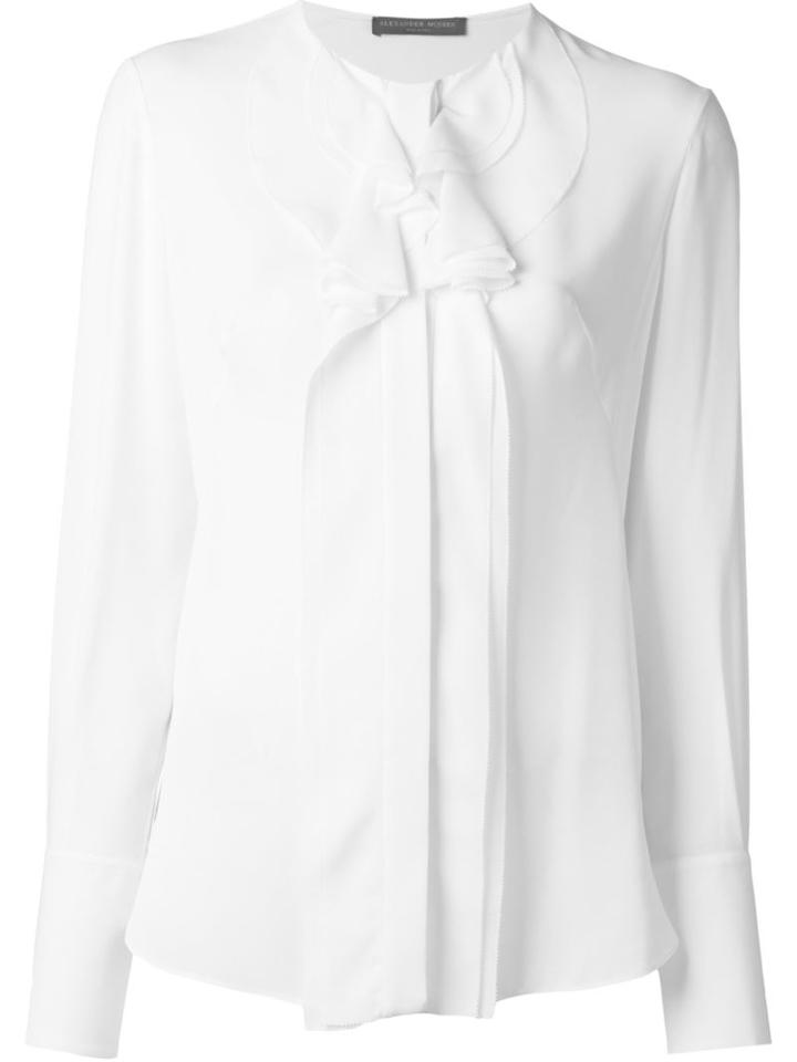 Alexander Mcqueen Pleated Bib Blouse, Women's, Size: 40, White, Silk