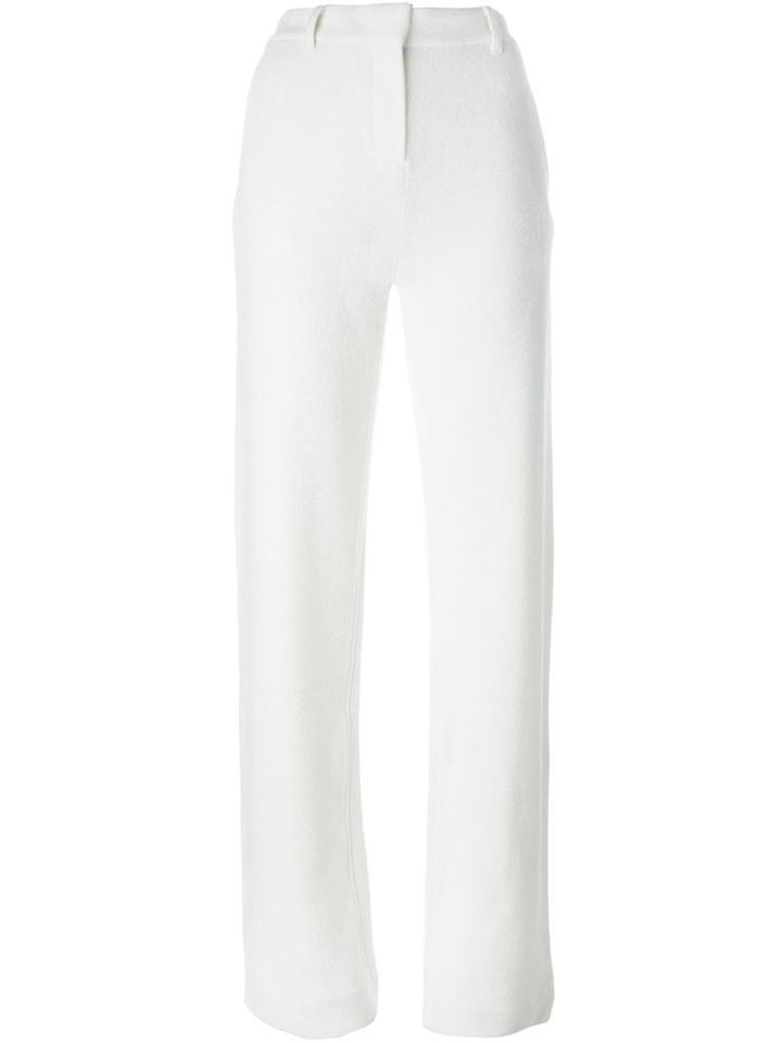 Helmut Lang Straight Leg Crepe Trousers, Women's, Size: 4, Nude/neutrals, Cotton/polyamide/viscose/wool