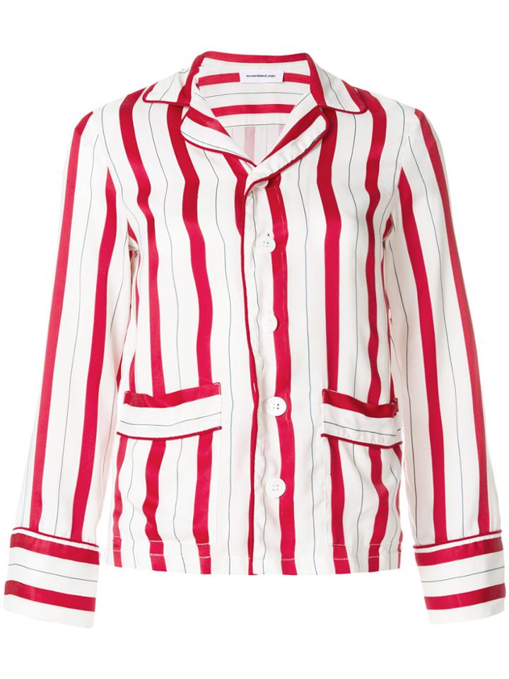 Scrambled Ego Striped Pyjama Jacket - Red