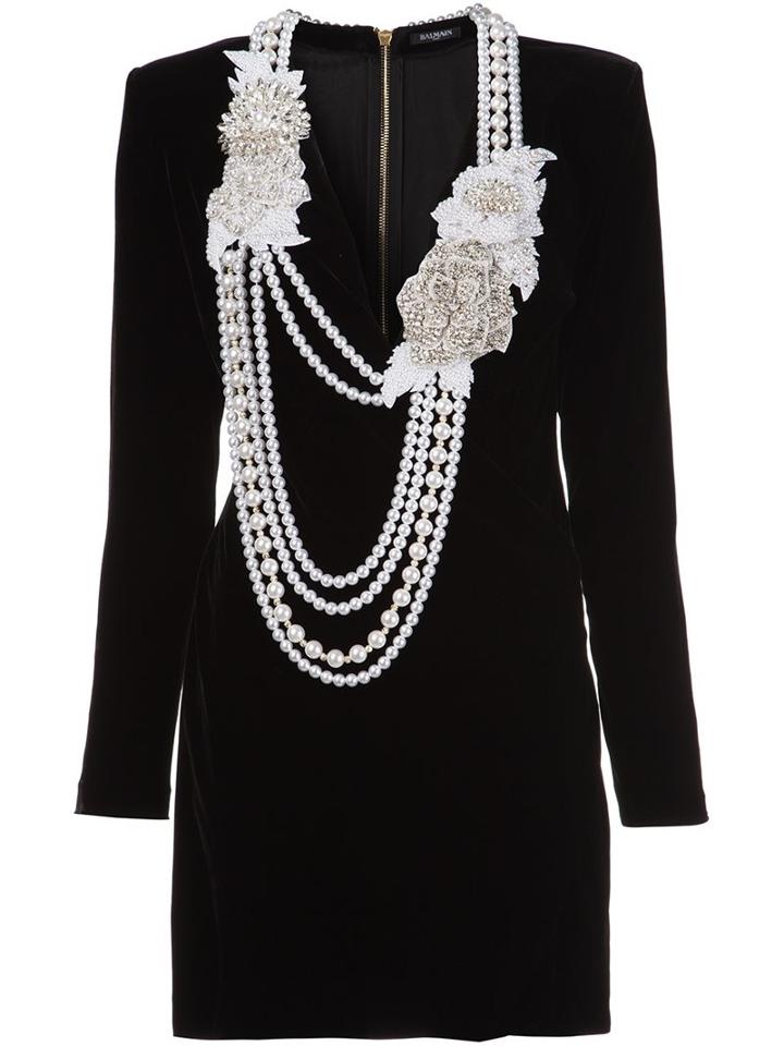 Balmain Pearl Necklace Mini Dress