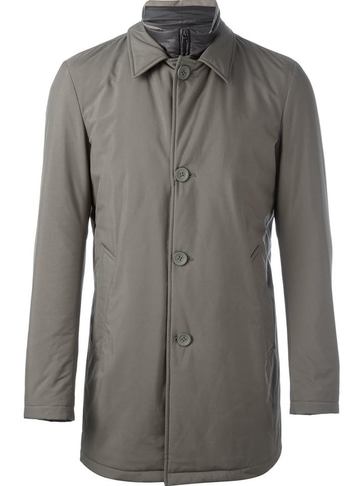 Herno Classic Rainproof Coat, Men's, Size: 52, Grey, Polyester/acrylic/cotton