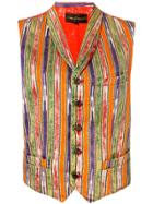 Comme Des Garçons Vintage Bleached Back Striped Waistcoat - Yellow &