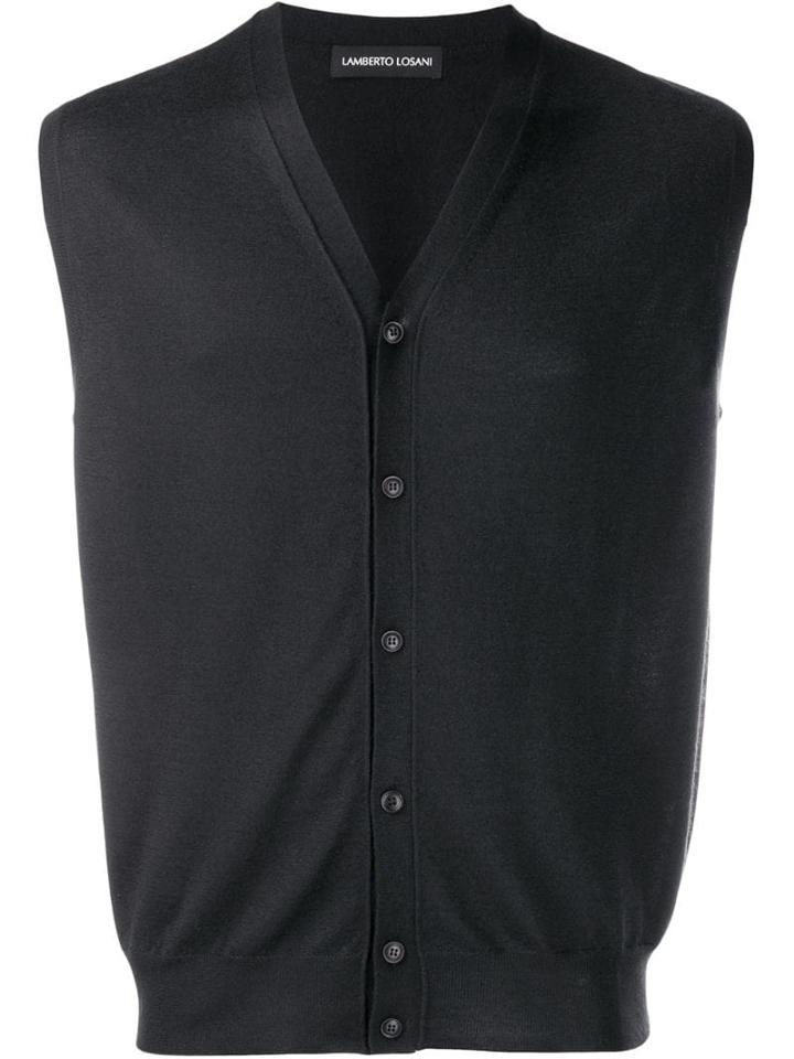Lamberto Losani Sleeveless Knit Cardigan - Black