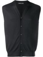Lamberto Losani Sleeveless Knit Cardigan - Black
