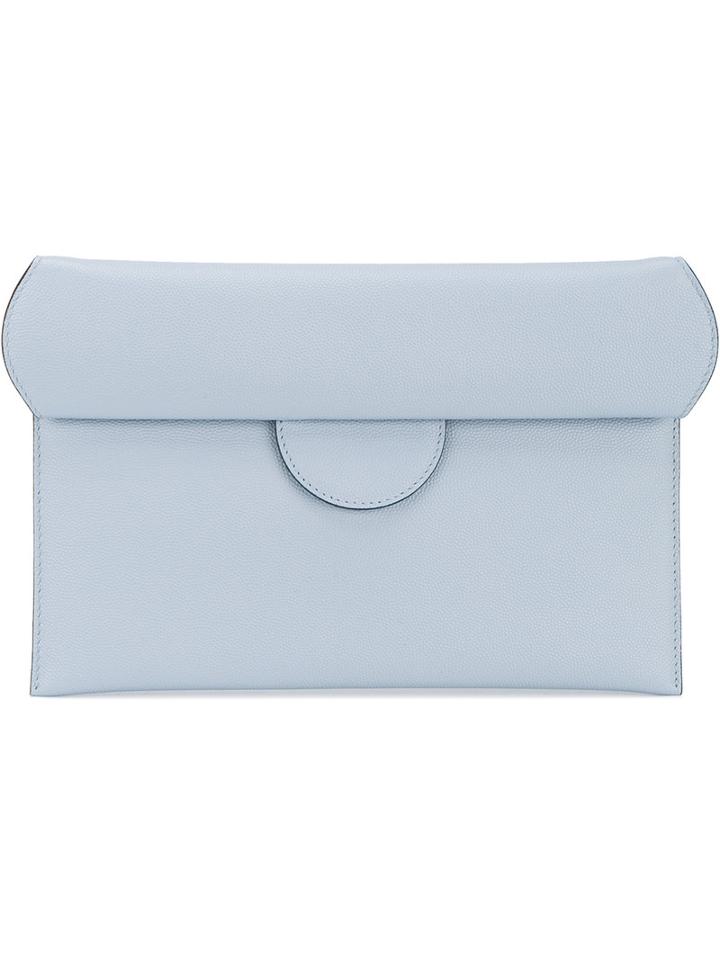 Roksanda Fold-over Clutch Bag, Blue, Calf Leather/viscose