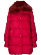 Moncler Fur-trimmed Padded Jacket - Red