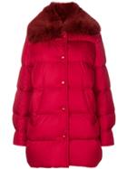 Moncler Fur-trimmed Padded Jacket - Red