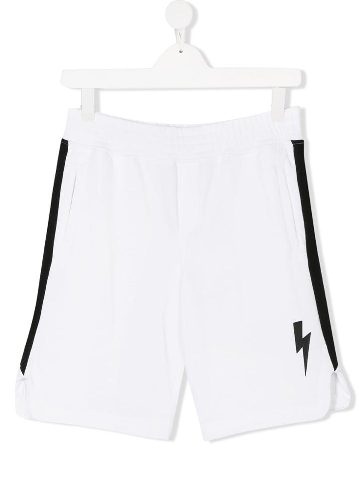 Neil Barrett Kids Lightning Bolt Shorts - White