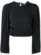 Elizabeth And James Pleated Sleeve Cropped Blouse - Black