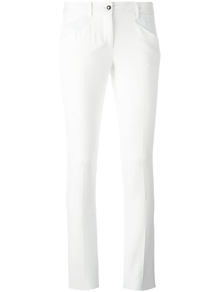Philipp Plein Slim-fit Trousers, Women's, Size: Xs, White, Cotton/viscose/spandex/elastane