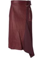 3.1 Phillip Lim Flight Detail Skirt, Women's, Size: 8, Red, Lamb Skin/wool/silk