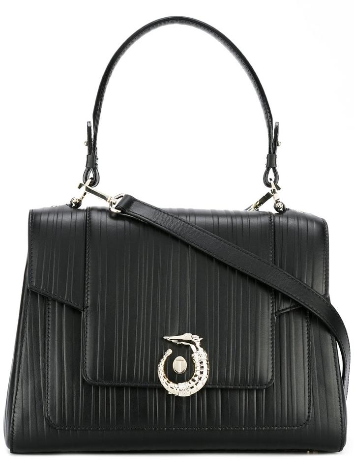 Trussardi Logo Plaque Tote, Women's, Black, Leather