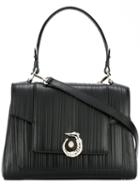 Trussardi Logo Plaque Tote, Women's, Black, Leather