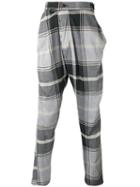 Vivienne Westwood Man Checked Drop-crotch Trousers, Men's, Size: 50, Grey, Cotton/polyamide/spandex/elastane/viscose