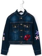Philipp Plein Kids Lucky One Denim Jacket, Girl's, Size: 6 Yrs, Blue