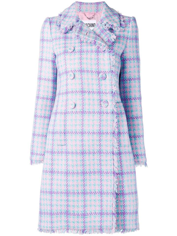 Moschino Double Breasted Bouclé Coat - Blue
