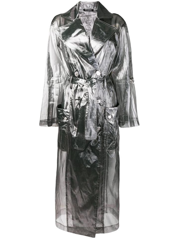 Balmain Transparent Trench Coat - Silver