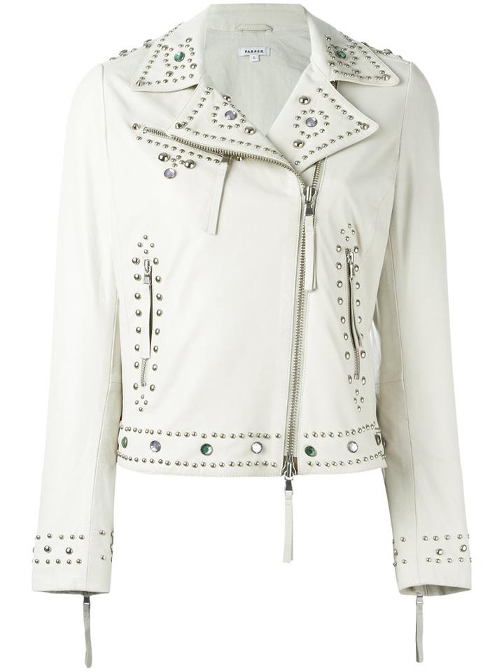 P.a.r.o.s.h. Mistery Biker Jacket, Women's, Size: Large, Nude/neutrals, Sheep Skin/shearling/cotton