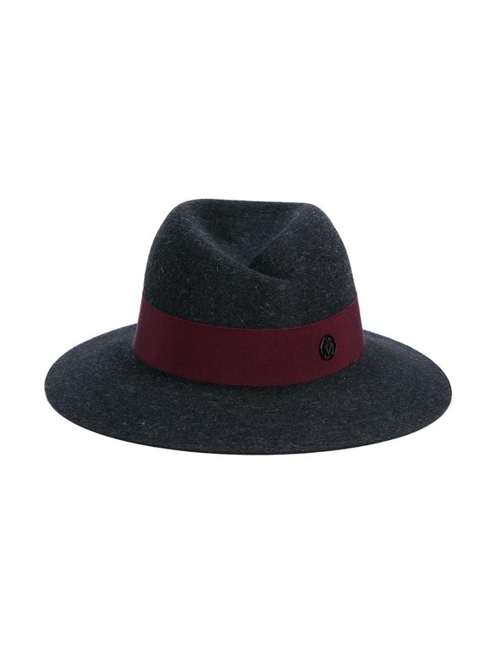 Maison Michel Virginie Felt Fedora Hat, Women's, Size: Medium, Grey, Wool