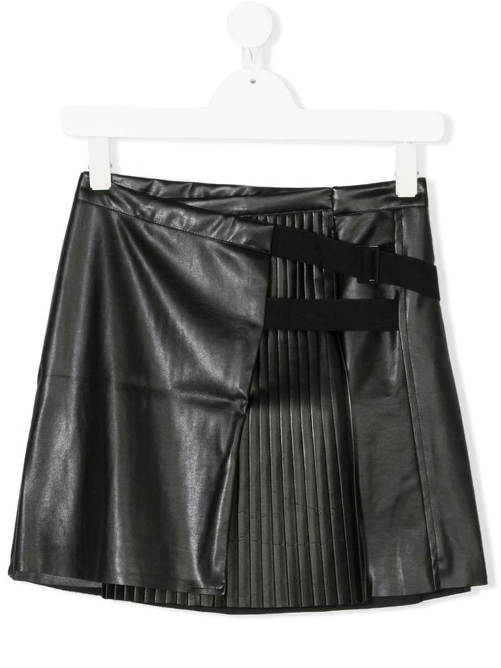 Andorine Asymmetric Pleated Skirt - Black