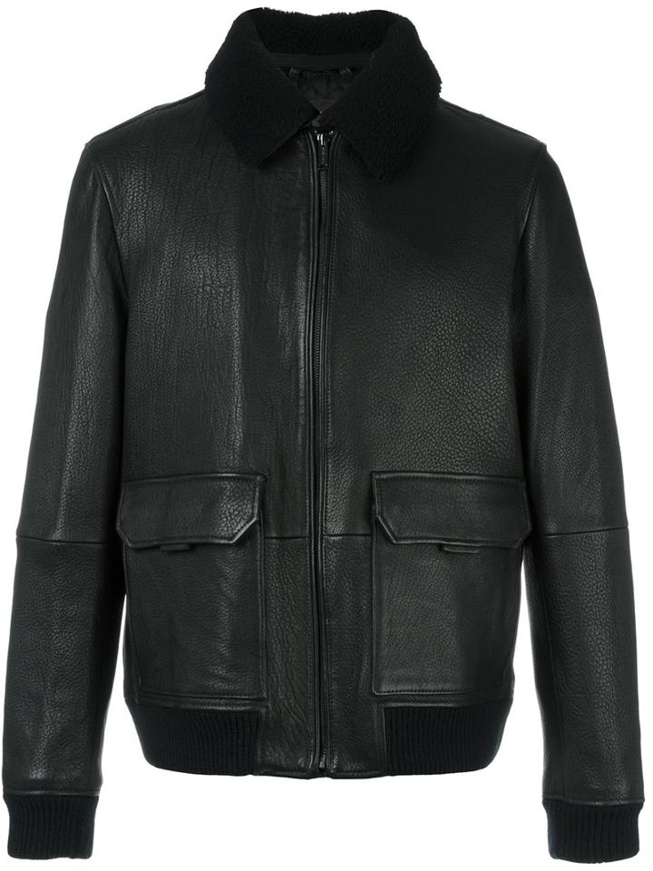 Michael Kors Faux Fur Collar Leather Jacket, Men's, Size: Medium, Black, Leather/polyester
