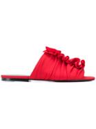 Proenza Schouler Ruffle Trim Flat Sandals - Red