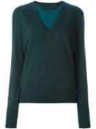 Maison Margiela Layered Effect Sweater, Women's, Size: Medium, Green, Wool