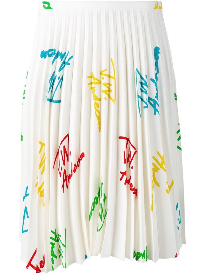 Jw Anderson Signature Pleated Midi Skirt - White
