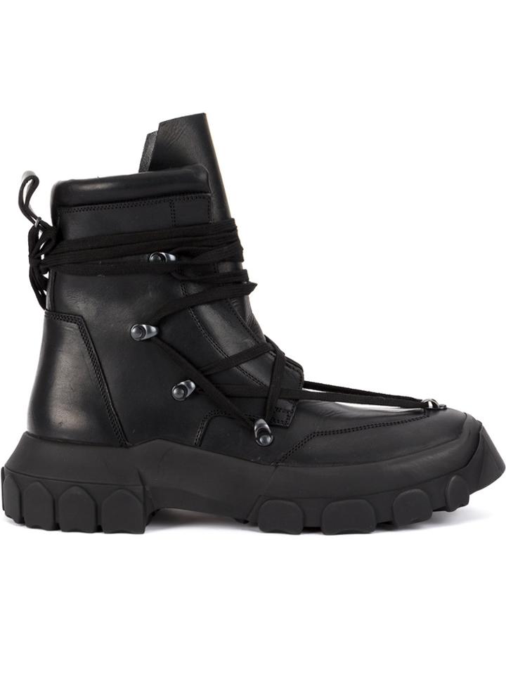 Rick Owens Hiker Laced Boots - Black