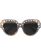 Gucci Heart Embellished Sunglasses - Brown