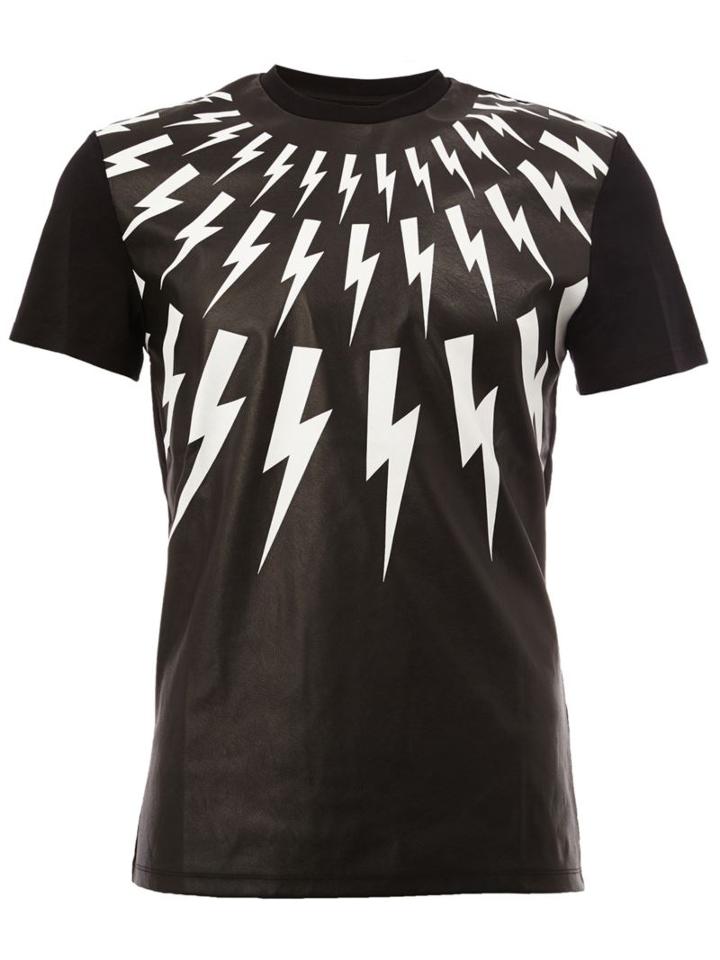 Neil Barrett Lightning Bolt Print T-shirt, Men's, Size: Small, Black, Cotton/polyester