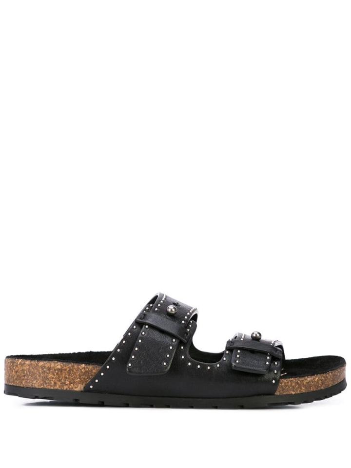 Saint Laurent Jimmy Studded Slides - Black
