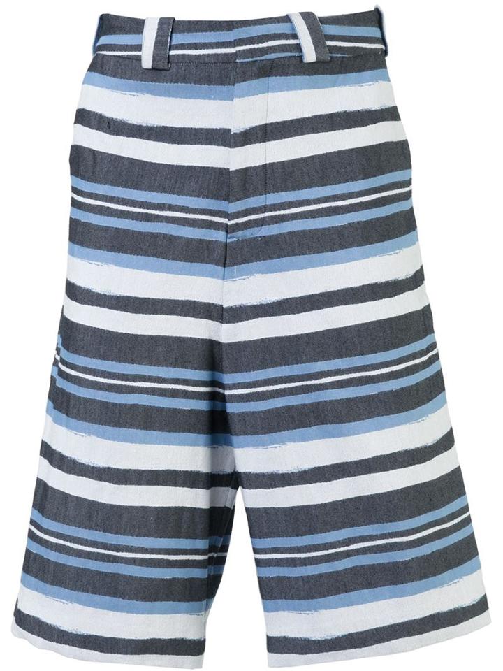 Agi & Sam Striped Shorts, Men's, Size: Large, Blue, Silk/cotton
