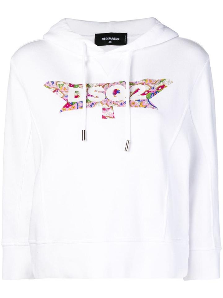 Dsquared2 Paisley Logo Hoodie - White