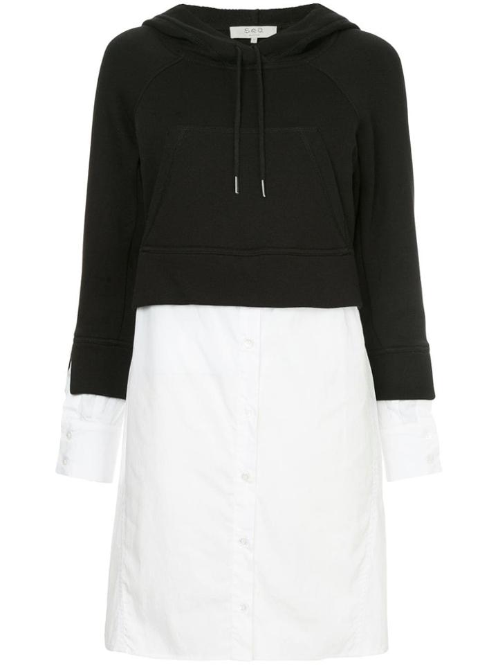 Sea Hoodie Shirt Twofer - Black