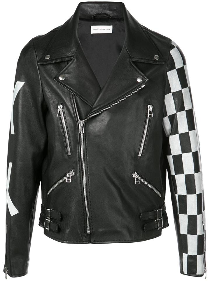 Faith Connexion Contrasting Detail Biker Jacket - Black