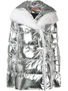 Yves Salomon Hooded Fur-trimmed Coat - Silver