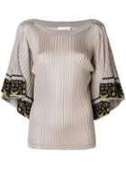 Chloé Flared Sleeved Fitted Blouse - Grey