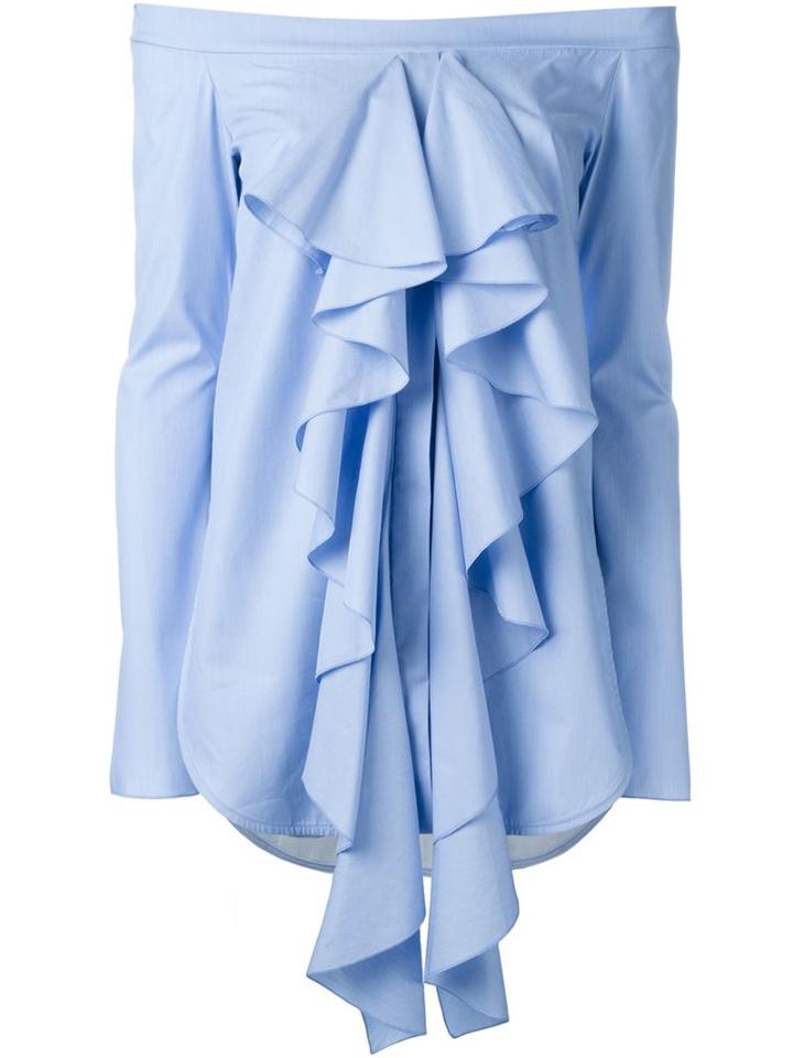 Ellery Ruffle Detail Blouse, Women's, Size: 4, Blue, Cotton