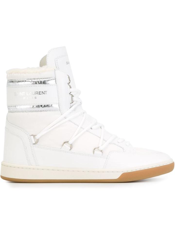 Saint Laurent California Ski Sneakers, Women's, Size: 40, White, Calf Leather/nylon/rubber