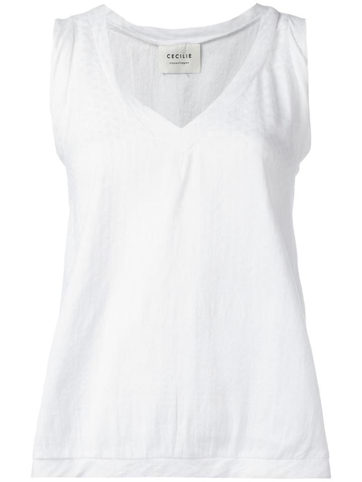 V-neck Top, Women's, White, Cotton, Cecilie Copenhagen
